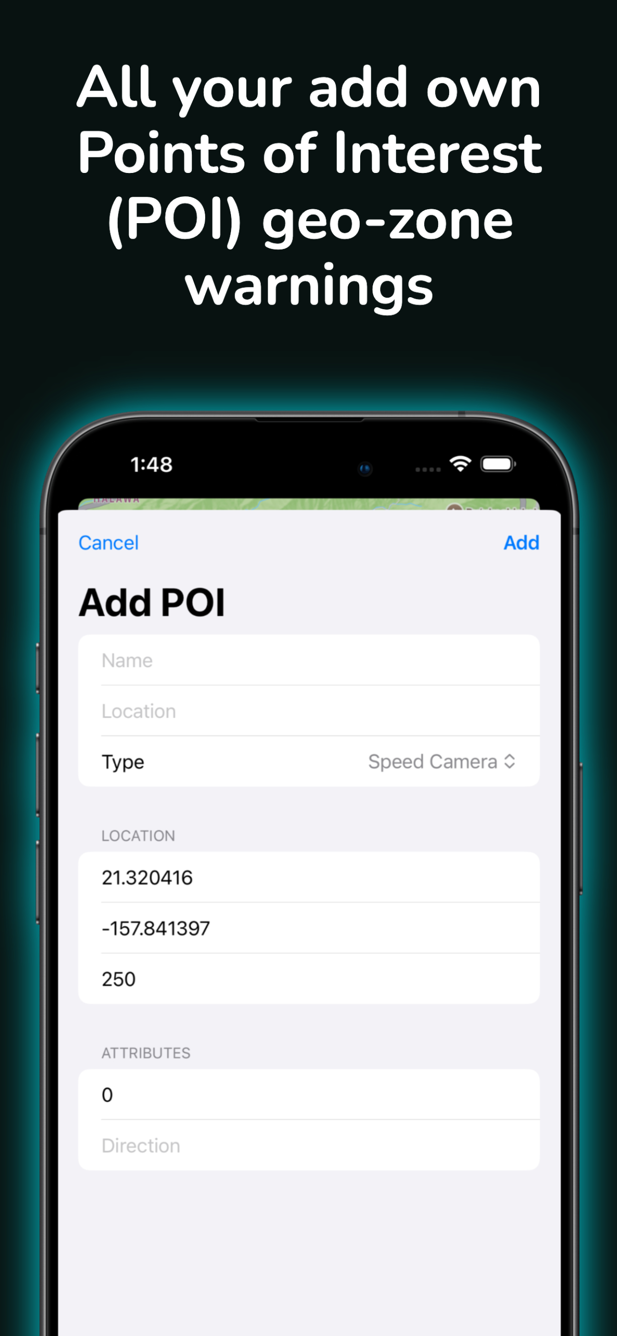 808 Speed Camera POI Editor Screenshot